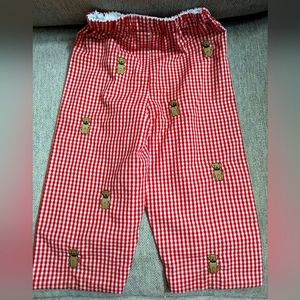 2T red gingham pants with dogs